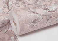 Embossed Light Pink Living Room Wallpaper with Washable Vinyl Material , CE ISO Listed