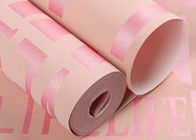 Eco- Friendly Non Woven Wallpaper With English Letters , Pink And White Patterned Wallpaper