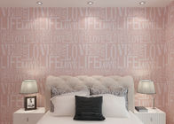 Eco- Friendly Non Woven Wallpaper With English Letters , Pink And White Patterned Wallpaper