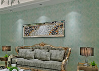 1.06*10m Water Proof Living Room Wallpaper / Interior Decorating Wallpaper , Green Color