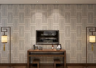 Waterproof White Gray Contemporary Wallpaper With Creamy White Plaid Pattern