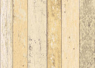 Colorful Wood Embossed Vinyl Wallpaper With Foam Surface Treatment , Vertical Stripe Type