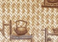 Carta da parati di bambù della decorazione della stanza del PVC del modello della teiera di tessitura autoadesiva