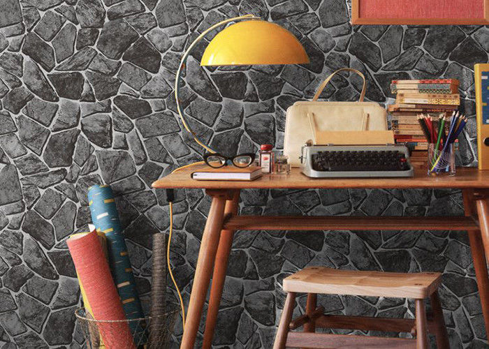 Stone Printing Chinese Style Washable Vinyl Wallpaper For Interior Room Decoration