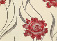 Carta da parati a strisce del salone floreale durevole con i materiali floreali e non tessuti rossi